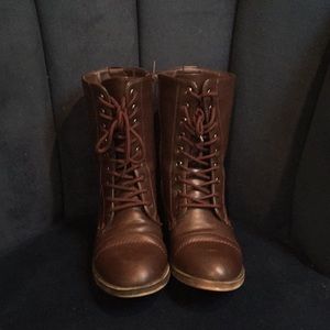 Brown lace up boots